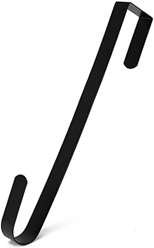 RND Thin Metal Over Door Wreath Hanger Hook - Black 15 Inch