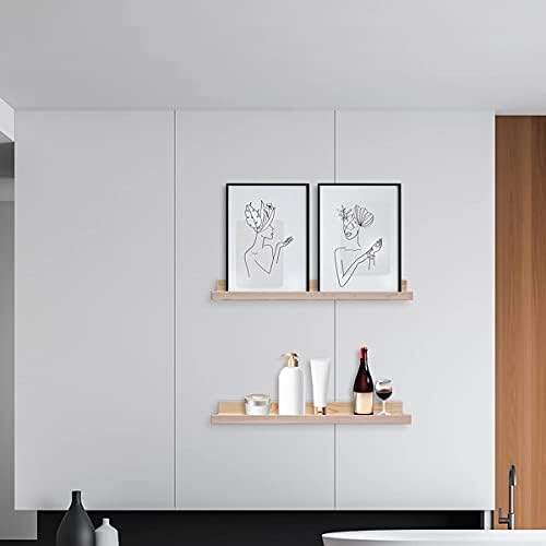 MBYD 24 Inch Floating Shelves Set of 3 Natural Wood