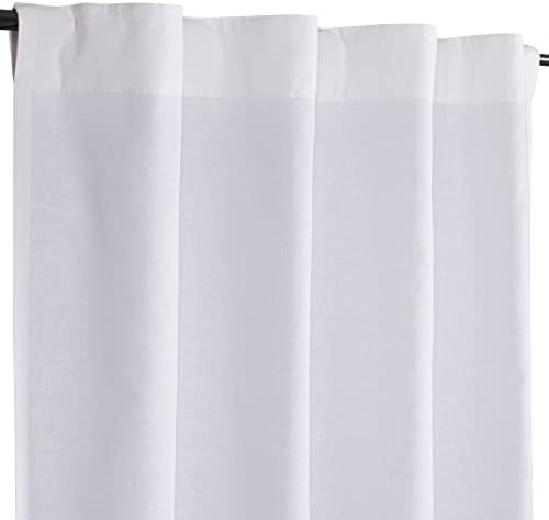 Goroly Home White Cotton Curtains 96 Inch Panels 2 Pc