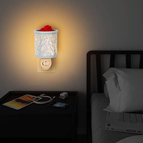 Inrorans White Metal Plug In Wax Warmer with Night Light