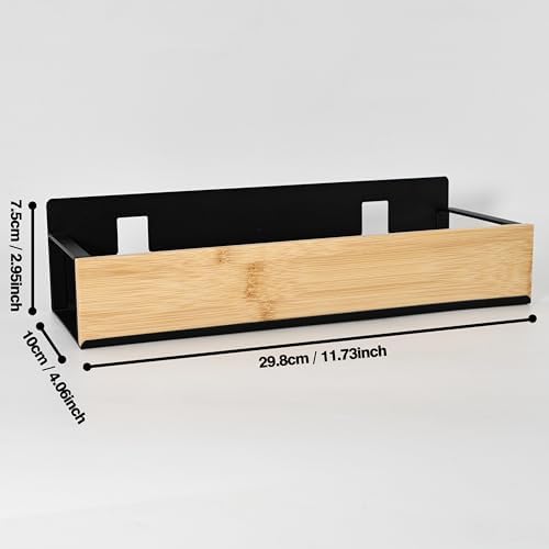 OKOMATCH Bathroom Floating Shelf with Bamboo Front Lip Black