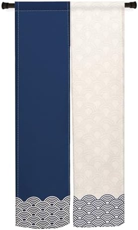 ChloropLastid Japanese Noren Door Curtain Blue Beige Wave Panel