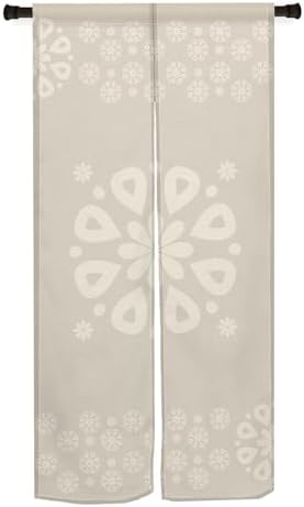 Noren Japanese Style Door Curtain Panel 34x60 Inch Flowers Beige