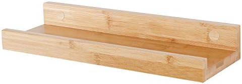 Natural Bamboo Floating Shelves Wall Mounted Decor Organizer
