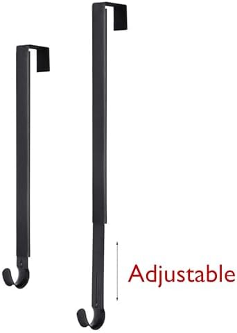 Adjustable Wreath Hanger for Front Door Black