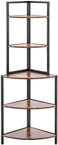 Apicizon 5 Tier Corner Shelf with Metal Frame