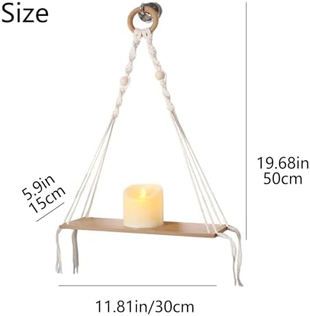 Macrame Floating Shelves No Drilling 1 Tier Design