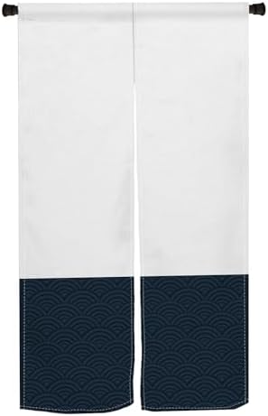 Japanese Noren Door Curtain Privacy Divider 335x709 Inch Beige Black Wave