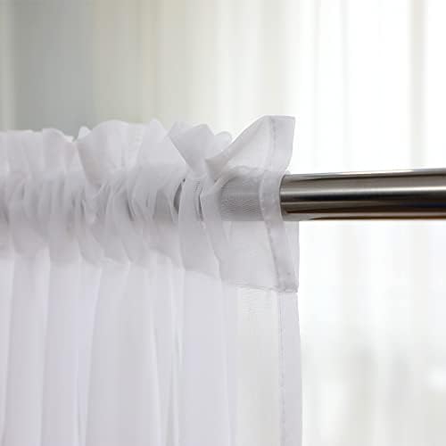 ABCHOME White Sheer Curtains 2 Panels 160 Inch Long Rod Pocket Voile Curtains