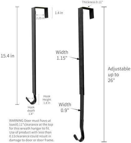 Adjustable Wreath Hanger for Front Door Black 1