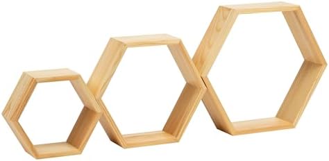 Mind Reader Hexagon Floating Shelves Set of 3 Brown