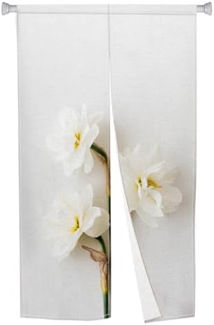 Japanese Noren Door Curtain with Bloomy Flower Print