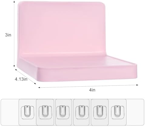 Set of 6 Small Floating Wall Shelves in Pink