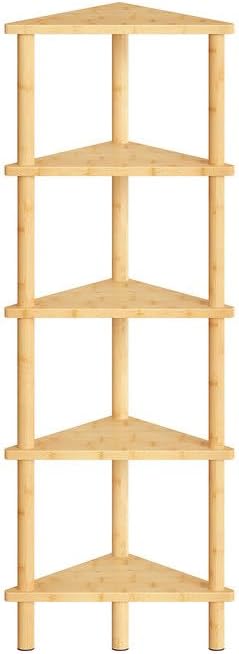 HOOBRO 5-Tier Bamboo Corner Bookshelf Stand