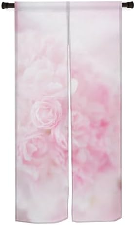 Japanese Style Noren Door Curtain Pink Bloomy Flowers 34x60