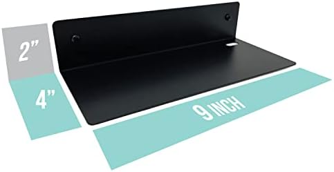 Mitus Small 9 Inch Floating Metal Wall Shelf Black