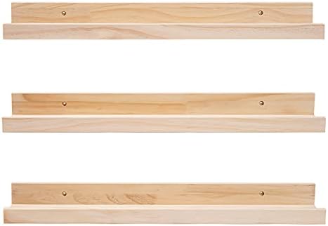 MBYD 24 Inch Floating Shelves Set of 3 Natural Wood
