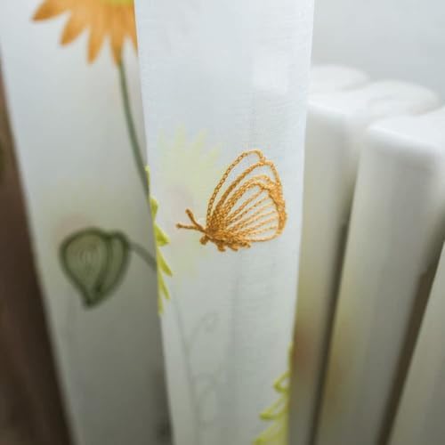 Iuokuby Pastoral Sunflower Embroidery Curtains Panel