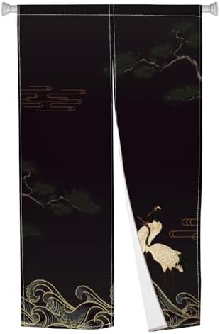 Traditional Japanese Noren Door Curtain Red-Crowned Crane 335x472 Inch