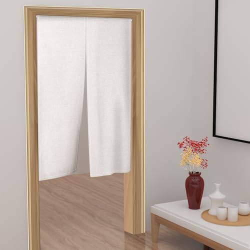 Leowefowa Pure White Japanese Noren Door Curtain