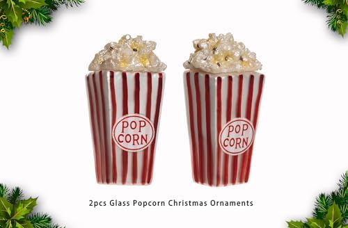 2pcs Blown Glass Popcorn Christmas Ornaments