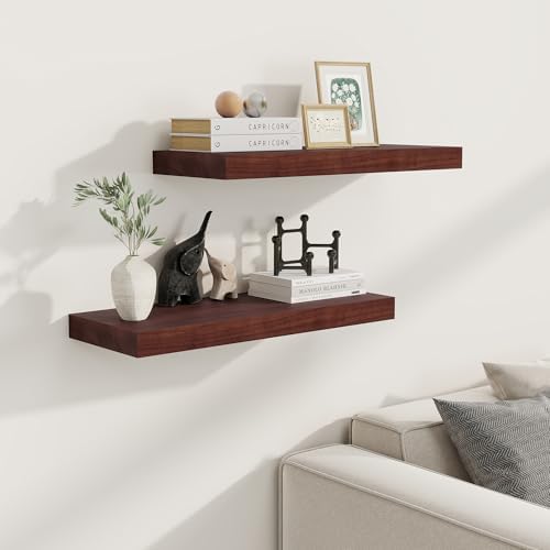 Rustic Solid Wood Floating Shelves Set of 2