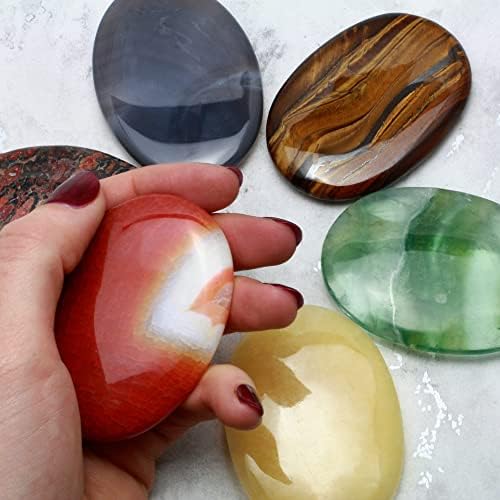 CrystalAge White Zebra Jasper Palm Stone