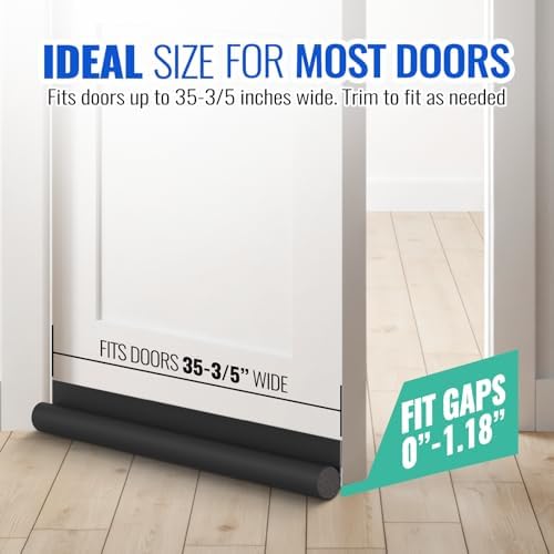 OSAMEDA Door Draft Stopper - 35-35 Inch Black
