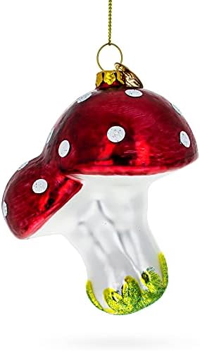 Charming Red Mushrooms Blown Glass Christmas Ornament 1