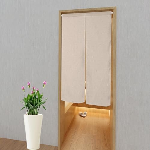 Leowefowa Light Brown Japanese Noren Door Curtain