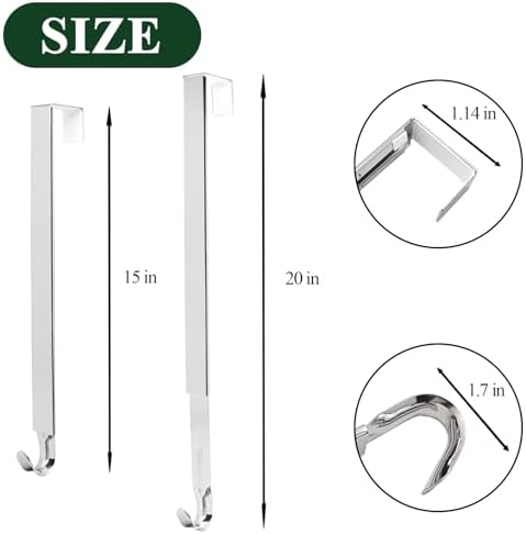 ZMCINER Adjustable Wreath Hanger for Front Door Silver