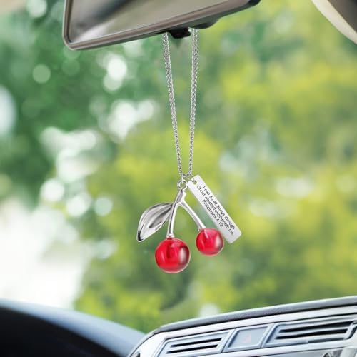 Cute Cherry Car Charm Rear View Mirror Decor