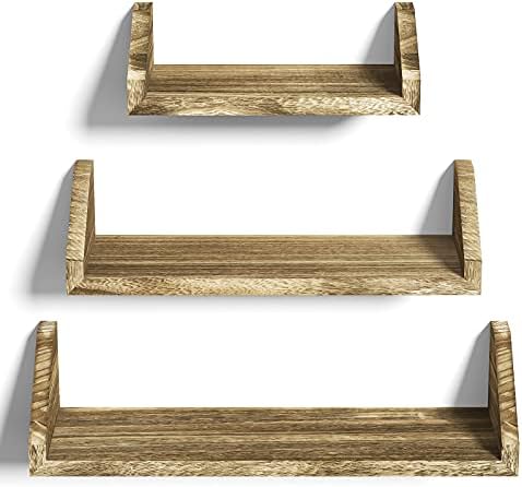 SZQINJI Carbonized Black Floating Shelves Set of 3