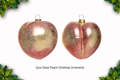 2pcs Blown Glass Peach Christmas Ornaments