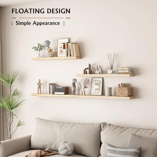 BOFIRE Floating Wall Shelves - 17 Inch Solid Wood Decor