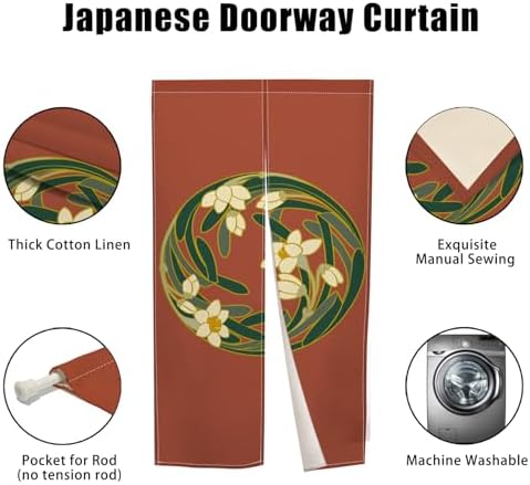 Japanese Style Door Curtain with Round Flowers Design 1