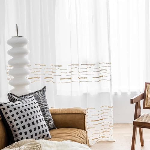 European American Pastoral Style Semi Sheer Curtains Panel 100x95 White