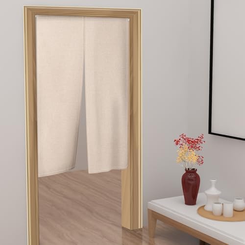 Leowefowa Light Brown Japanese Noren Door Curtain