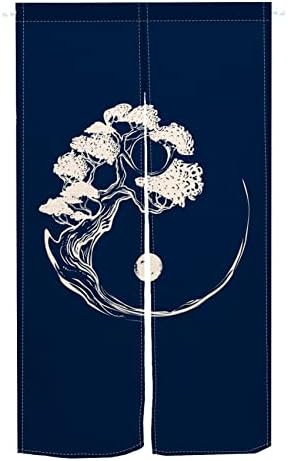 Leowefowa Deep Blue Door Curtain with Abstract Pattern