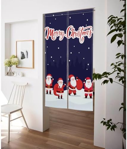 Japanese Noren Door Curtain with Snowman Christmas Design