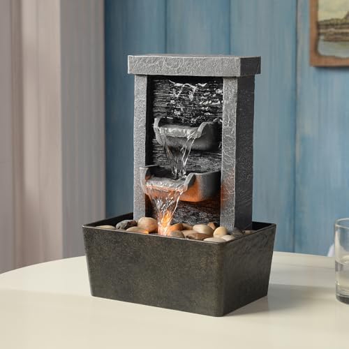 GOSSI Indoor Waterfall Fountain with LED Lighting