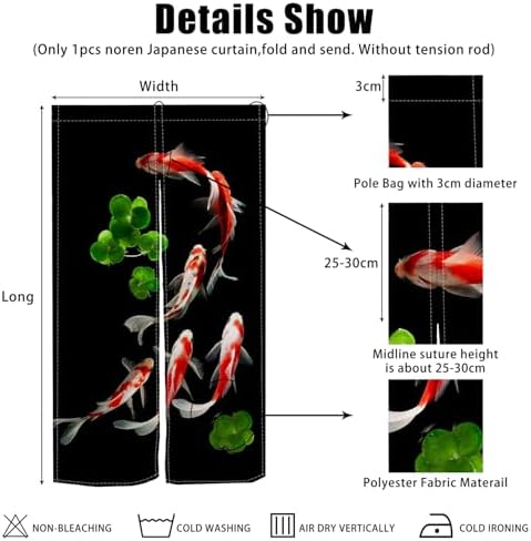 Japanese Noren Door Curtain with Golden Koi Pattern