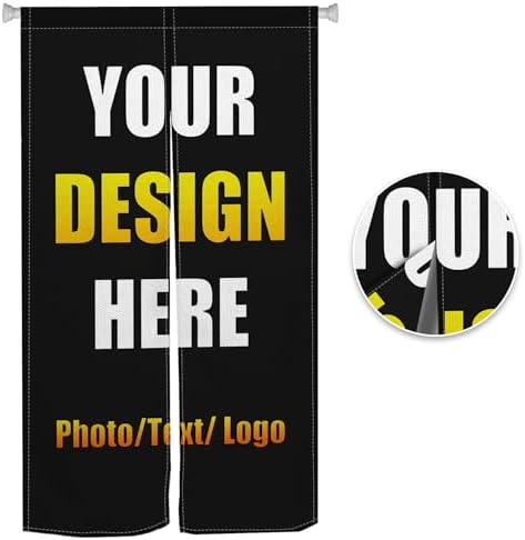 Leowefowa Custom Double Sided Noren Curtain Panel with Photo Text Logo