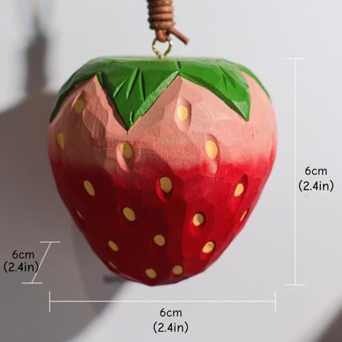 Handcrafted Strawberry Wood Ornament - Car Decor Gift for Women