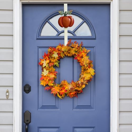 2 Pack Fall Wreath Door Hanger with Pumpkin Witch