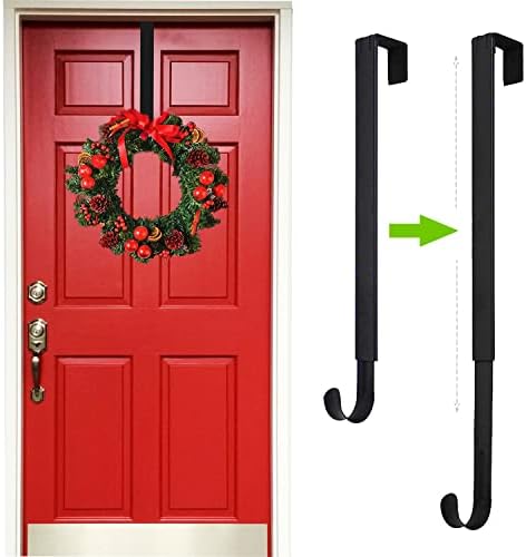 Adjustable Wreath Hanger Front Door Black 15-25 Inches