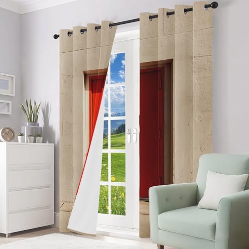 Concrete Frame Doorway Curtains 2 Panels Set