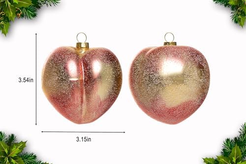 2pcs Blown Glass Peach Christmas Ornaments