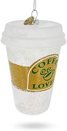 Coffee Lovers Blown Glass Christmas Ornament
