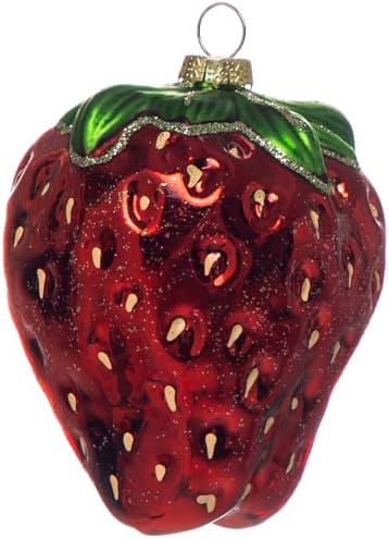 2pcs Glass Strawberry Christmas Ornaments for Tree